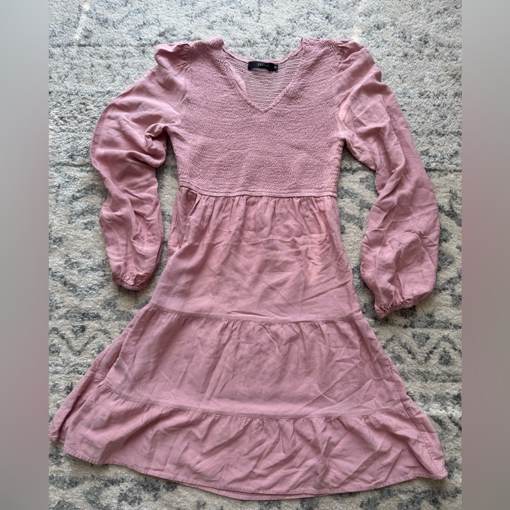 Charming Pink Long-Sleeve Kids Dress